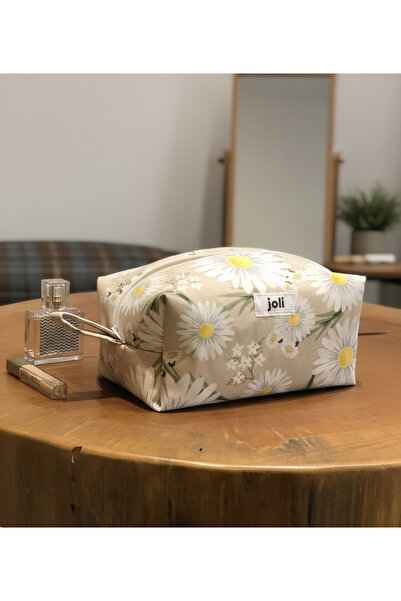 Joli حقيبة مكياج وحقيبة سفر منقوشة باللون البيج