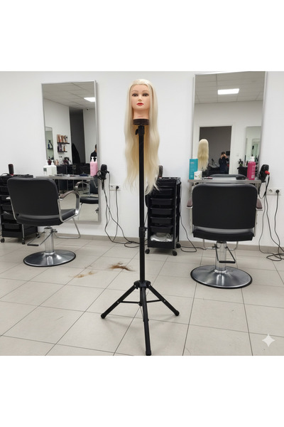 Mina Peruk Kuaför Eğitim Mankeni İçin Metal Tripod - Siyah + Taşıma Çantası