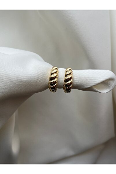 yeknova Xuping 14K Altın Rengi Pinterest Burgu Model Kararmaz Kadın Halka Küpe