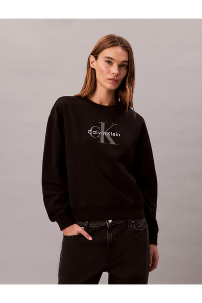 Calvin Klein LS MNLG FRNCH TRRY R Kadın Sweatshirt LV047B234G-UB1