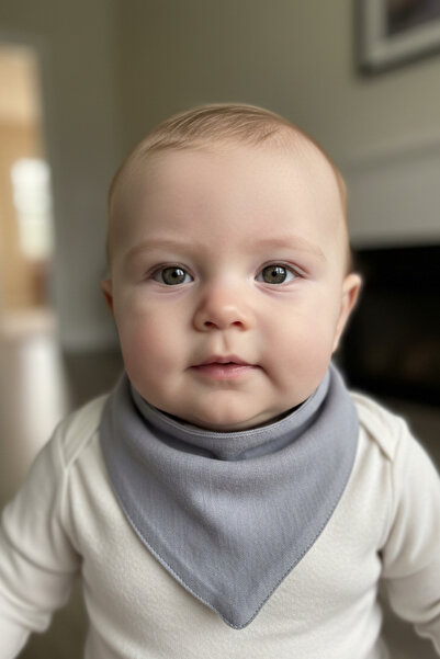 Ponchik 6-Pack 100% Cotton Gray Muslin Four-Layer Baby Drool Bib Scarf Handke...