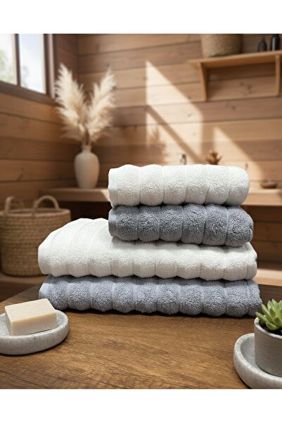 COTTOWEL'S طقم حمام من القطن الدقيق مكون من 4 قطع / طقم حمام تركي / مناشف حما...