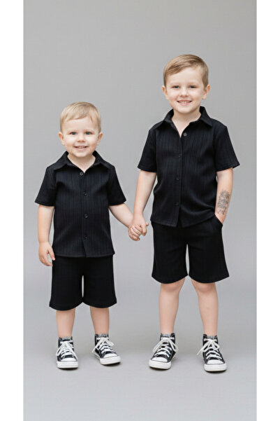 Calisa Boy's Aerobin Linen Fabric Short Sleeve Shirt Linen Short Shorts Festi...