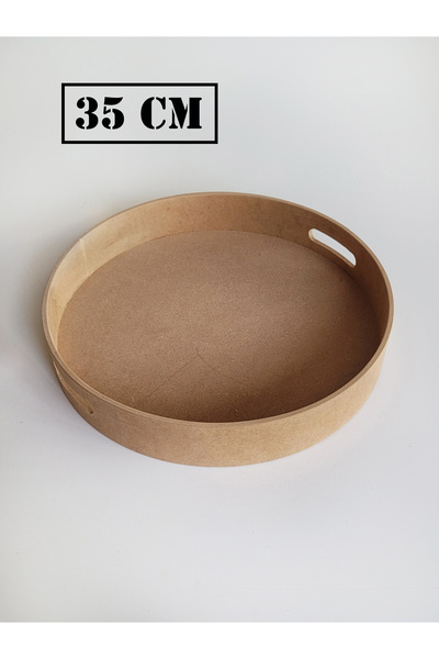 AN'GE Ahşap, Ham Mdf, Boyanabilir Yuvarlak Tepsi 36 Cm
