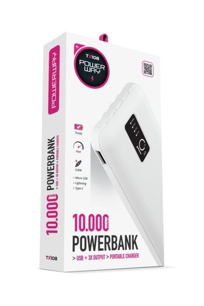 POWERWAY 10.000 Mah Kablolu Dijital Göstergeli Gerçek 10.000 Mah Garantili In...