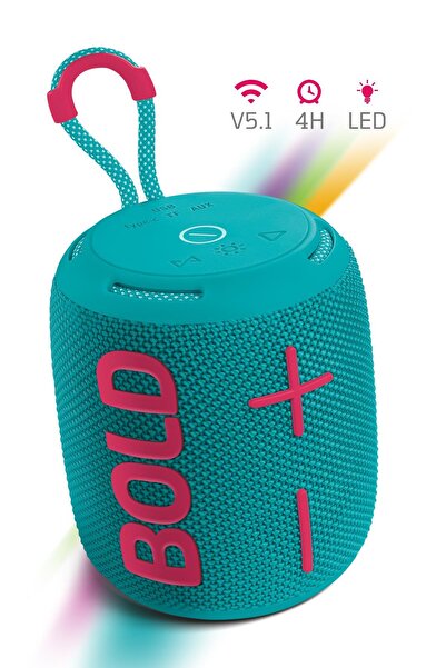 POWERWAY Bold Turkuaz Taşınabilir Ses Bombası Kablosuz Bluetooth Hoparlör Spe...