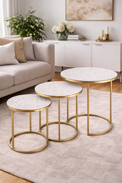 Rona Home Set de 3 huse rotunde din dantelă pentru masă de cafea |   35-40-50...