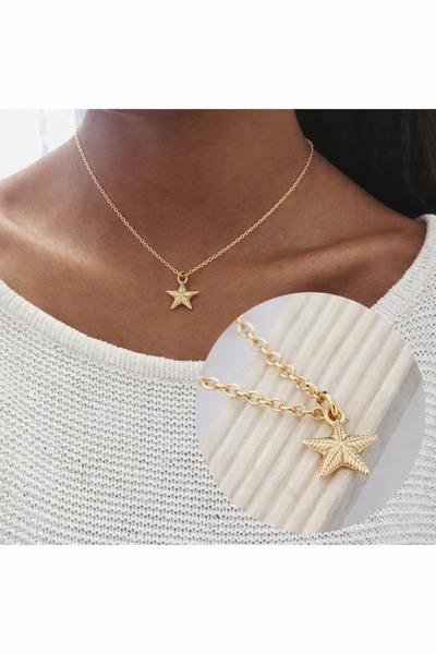 Marka Tasarim قلادة نسائية أنيقة باللون الذهبي على شكل نجمة