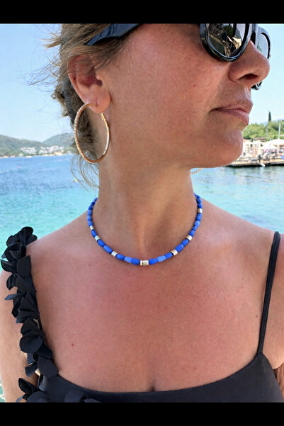 byebruketenci Sedef Arpa Eflatun Mor Kolye Gümüş Kaplama Detaylı