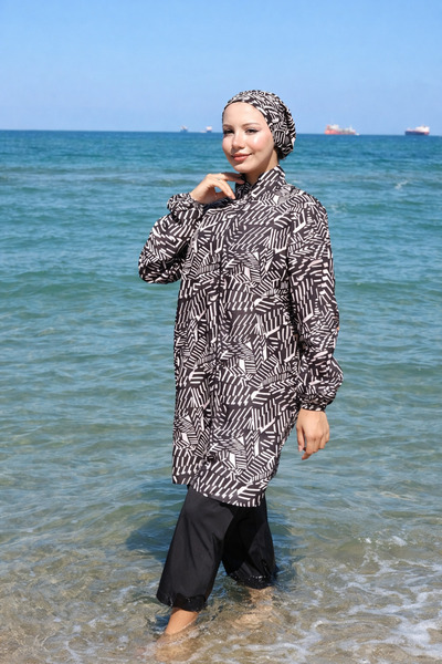 DLC Tekstil Дамски бански костюм с оптичен десен, 3-частен комплект