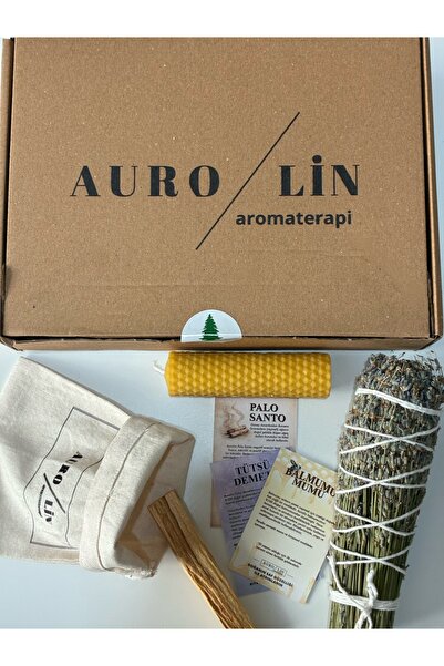 AUROLİN Enerji Başlangıç Seti:Palo santo Ağaç tütsü-Balmumu Mum-Lavanta Tütsü...