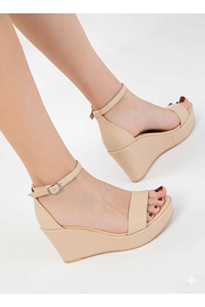 AYDOĞDU by ünal Μπεζ καθημερινά πέδιλα με σφήνα τακούνι - 5000