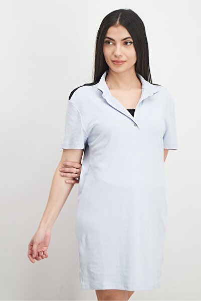 John Richmond Women Plain Short Sleeve Shirt Dress, Cloud