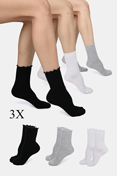 ERENART Bamboo Women's Elasticless White Black Gray Fluffy Socket Stitch-Free...