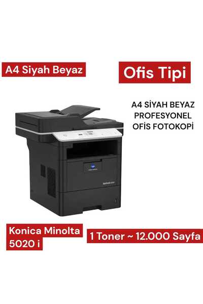konica Minolta Bizhub 5020i A4 Mono Fotokopi Makinesi – Yazıcı, Tarayıcı, Fak...