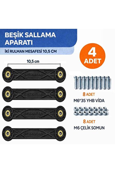 İMT AKSESUAR BEŞİK SALLAMA APARATI (İKİ RULMAN DELİĞİ ARALIĞI 10,5 CM) 4 ADET