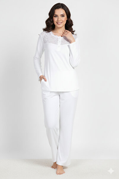 bigmama طقم بيجامة دانتيل نسائي مقاس كبير