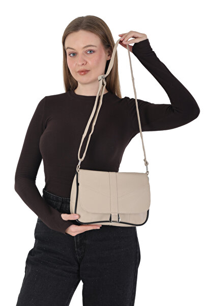 Erzeno Medium Size Women's Leather Shoulder and Messenger Bag / Casual Beige ...