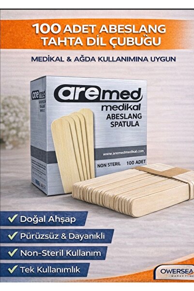 AREMED 3 Kutu Abeslang – 300 Adet Ahşap Ağda Spatulası / Tahta Dil Çubuğu