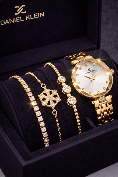 Daniel Klein Kadın Saat – Orijinal – Altın Renk – Kristal Cam – Garantili – H...