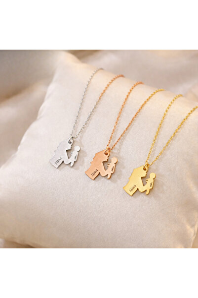 Soleildor Anne Bebek Kalp İsim Gümüş Kolye