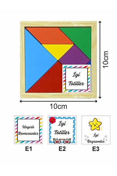hemdemhediyelik (10 Adet) Ara Tatil Sınıf Hediyesi Ahşap Tangram Puzzle Yılba...