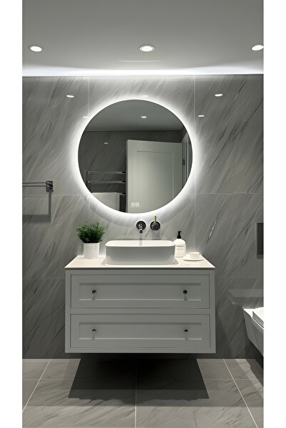 Digital Buğu Çözücü Dokunmatik Işıklı Yuvarlak Banyo Aynası (60-80cm) Renk : ...