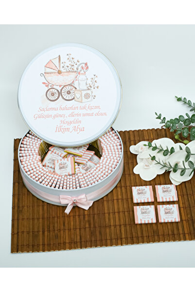 Angel Gift Chocolate 50 Adet Pusetli İsme Özel Hoşgeldin - Mevlüt Kız Bebek H...