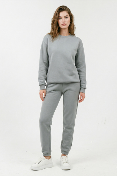 fh fashionhere Women's Soft Fleece Inside Crew Neck 3 Thread Sweatpants Set