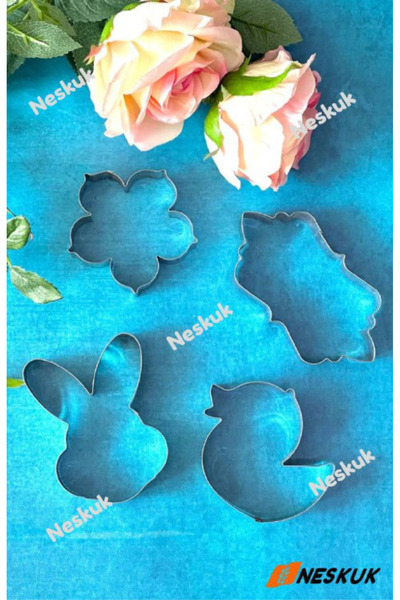Neskuk Rabbit, Flower and Chick Metal Cookie Cutter , for Easter Cookies and ...