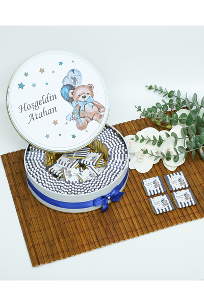 Angel Gift Chocolate 50 Adet Isme Özel Ayıcıklı Erkek Bebek Hoşgeldin Hediyel...