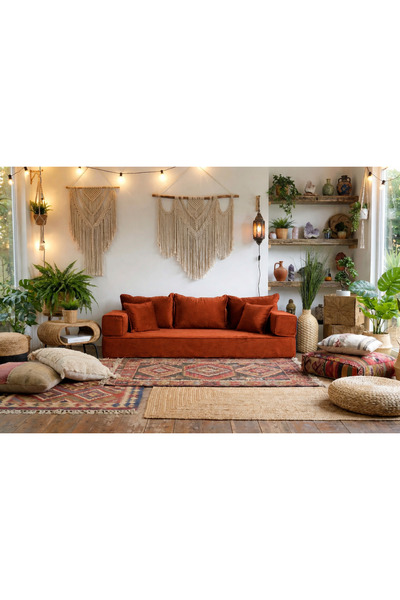 puffiber Şark Köşesi,Yer Minderi,Oturma Grubu,Balkan Oturma Grubu Kadife Kumaş