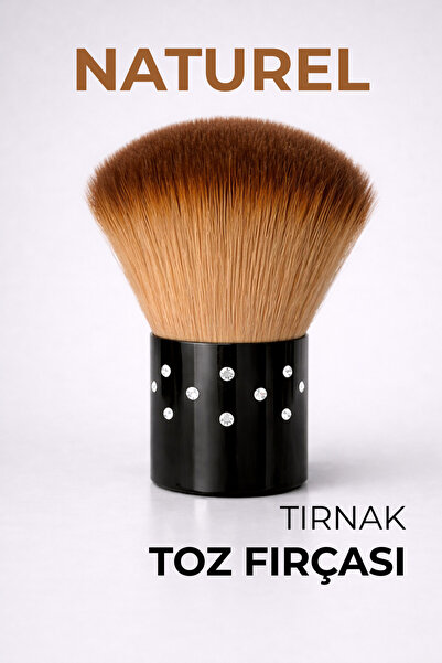 RNK BEAUTY Kabuki Toz Fırçası – Yumuşak Kıllı, Ergonomik, Taş Detaylı Nail Ar...