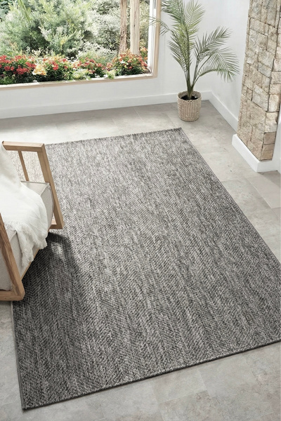 ECOSER Yıkanabilir Kaymaz Tabanlı Jut Eco Antrasit Sisal Halı Salon Halısı Yo...