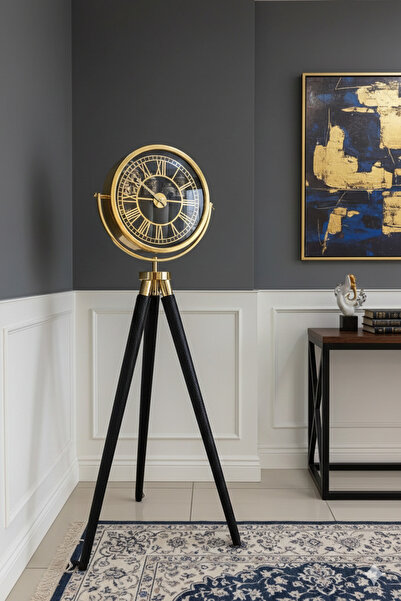Lareshome Tripod Ayaklı Dekoratif Saat Gold Siyah