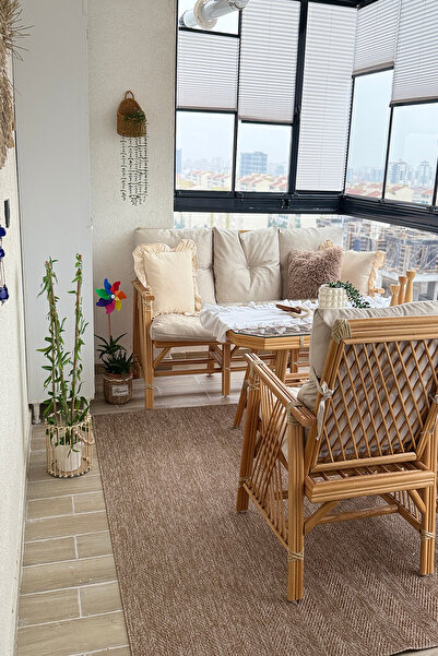 ECOSER Yıkanabilir Kaymaz Tabanlı Jut Eco Kahverengi Sisal Halı Salon Halısı ...