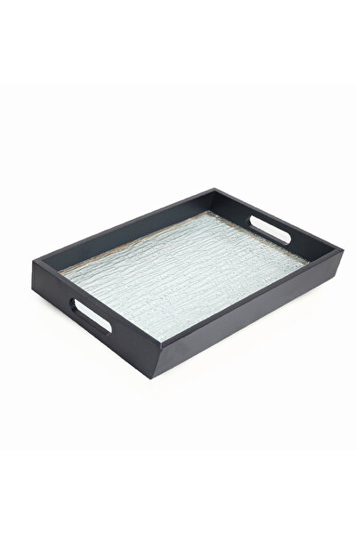 WOOD صينية تقديم خشبية مستطيلة بقاعدة زجاجية - تصميم فاخر