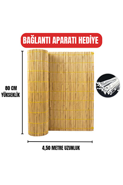 AYGHOME Doğal Kamış Hasır Çit - 80 Cm X 4,50 Metre Balkon Çiti & Bahçe Çiti,G...
