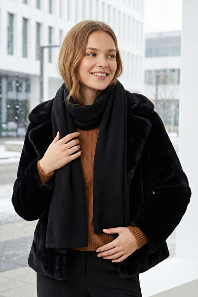 KOZİA OUTDOORS Unısex Siyah Polar Atkı Şal Kaşkol 40x 170 cm