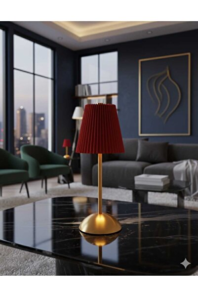 Sunbox metal gövde masa lambası 3 renk dim edilebilir şarjlı kablosuz KIRMIZI