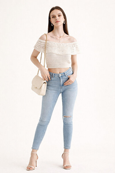 Cloudy Kids Дамска блуза с яка с лъскави камъни и яка