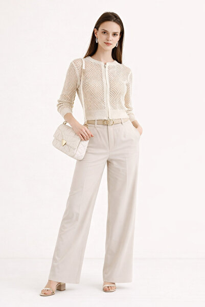 Cloudy Kids Kadın Ajurlu Fermuarlı Crop Hırka