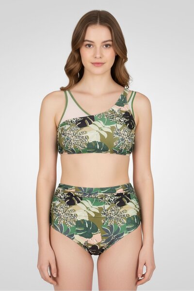 Catherine Malandrino طقم بيكيني نسائي مقاس كبير مطبوع بالكامل، قطعتين، متعدد ...