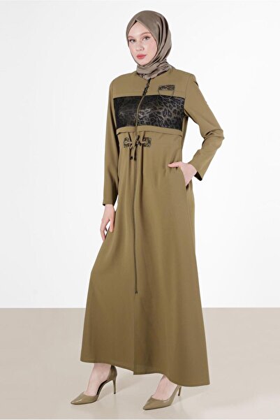 Alvina Leopard Print Detail Zippered Overcoat 10522