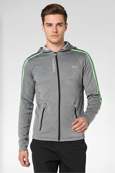 Lacoste Sport Men Sportswear Fit Long Sleeve Outdoor Hoodie, Grey