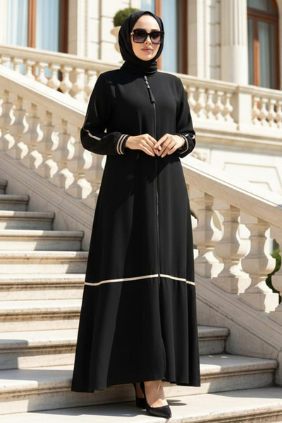 N.S NEVA STYLE فستان تشيونغتشينغ (حجاب) أسود بسحاب 26212S