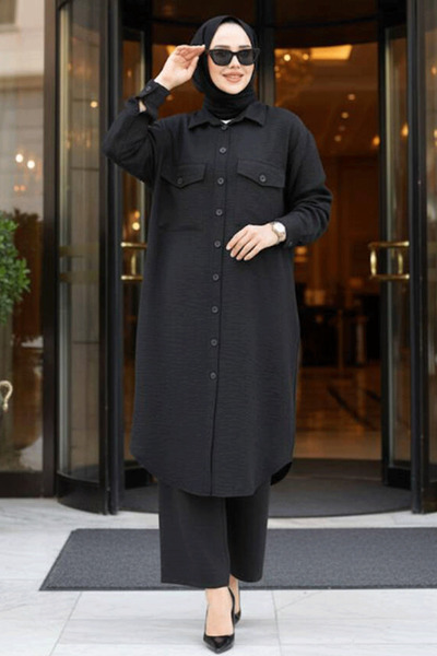 Neva Style Μαύρο Σετ Κουμπιών Hijab 44661S