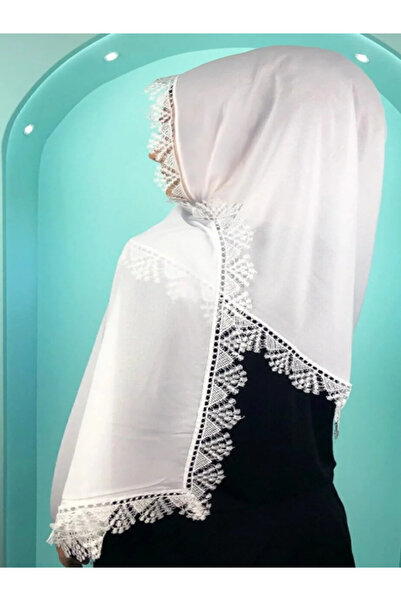 Sevgi Bağı Baş Örtüsü Iğne Oyası Namaz Örtüsü, Mevlüt Örtüsü Beyaz