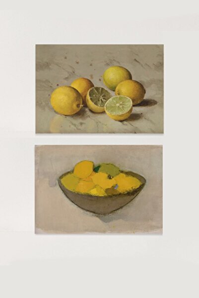 HOME DEKORİSTA Vintage Limon 2'li Poster, Galeri Duvarı, Sanatsal Baskı, Limo...