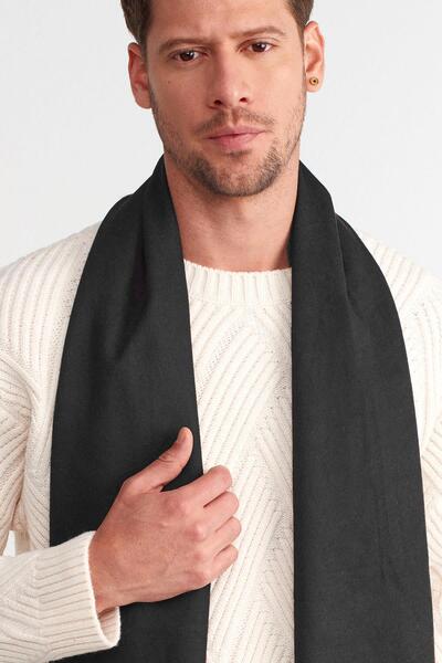 Külah Eșarfă neagră de iarnă din viscoză pentru bărbați